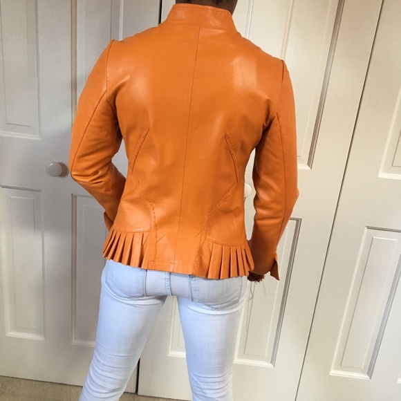 Orange leather jacket - Picture 7 of 8